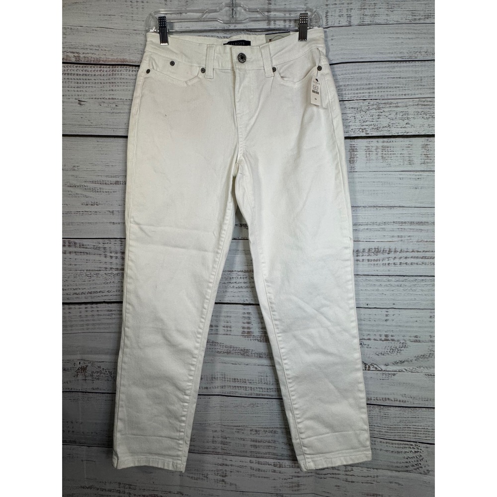 Talbots White Boyfriend Jeans Simply Flattering Petite 4P NEW BD5487